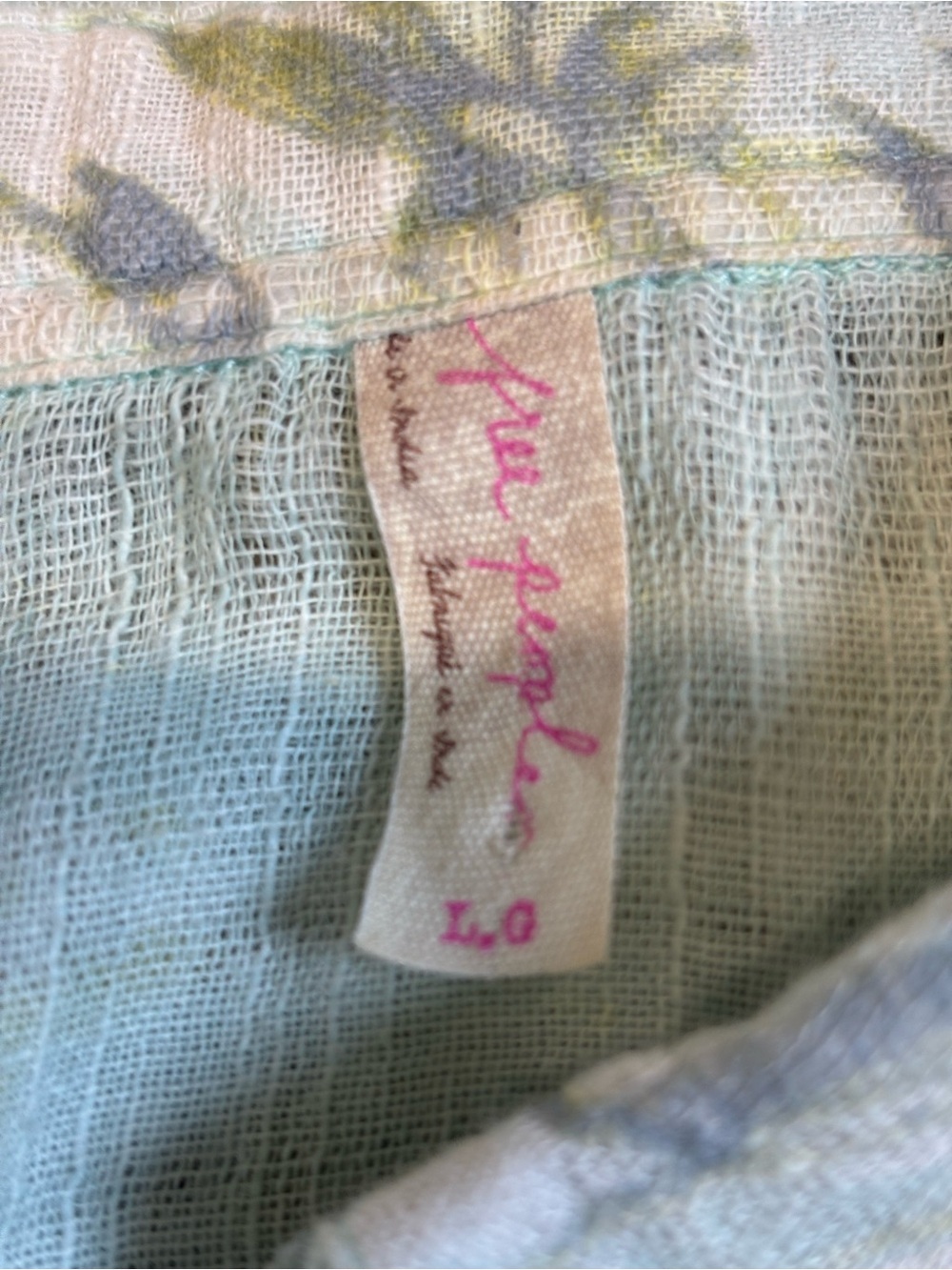 Free People Shibori Siren Cotton Gauze Split Back Button Down Shirt Large EUC - Picture 3 of 6